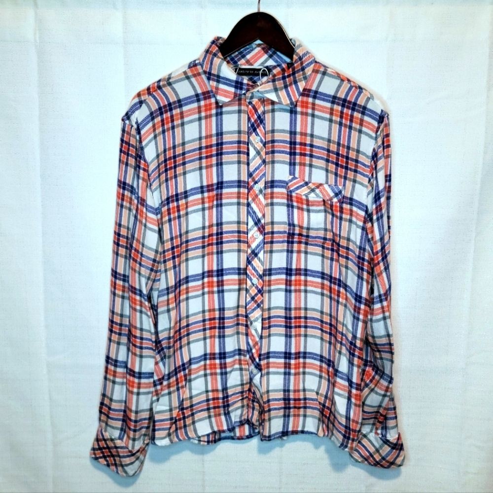 Saks Fifth Avenue Plaid Button Down Long Sleeve Size Large